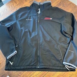 Columbia Softshell Jacket Mens XL Black Advance Auto Parts Full Zip Fleece Lined